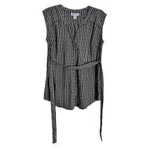 Motherhood Maternity Sleeveless Tunic Geometric Blk & White Womens W Tie Size M
